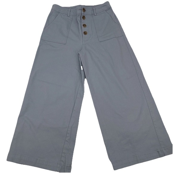 Blue Rain Pants - Blue Rain Slate Cropped Wide Leg High Rise Palazzo Denim Capri Pants Womens M